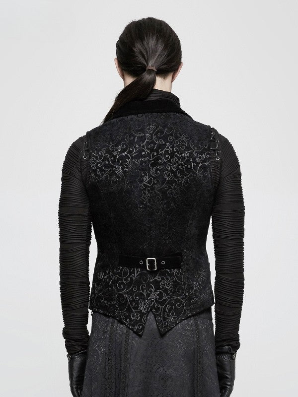 Black Vest Jacquard Steampunk Men's Vintage