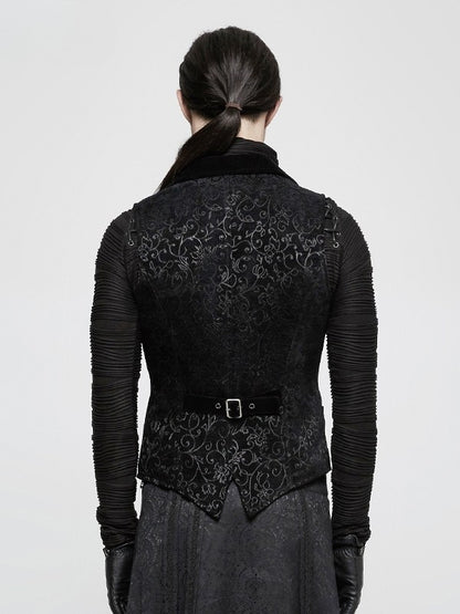 Black Vest Jacquard Steampunk Men's Vintage