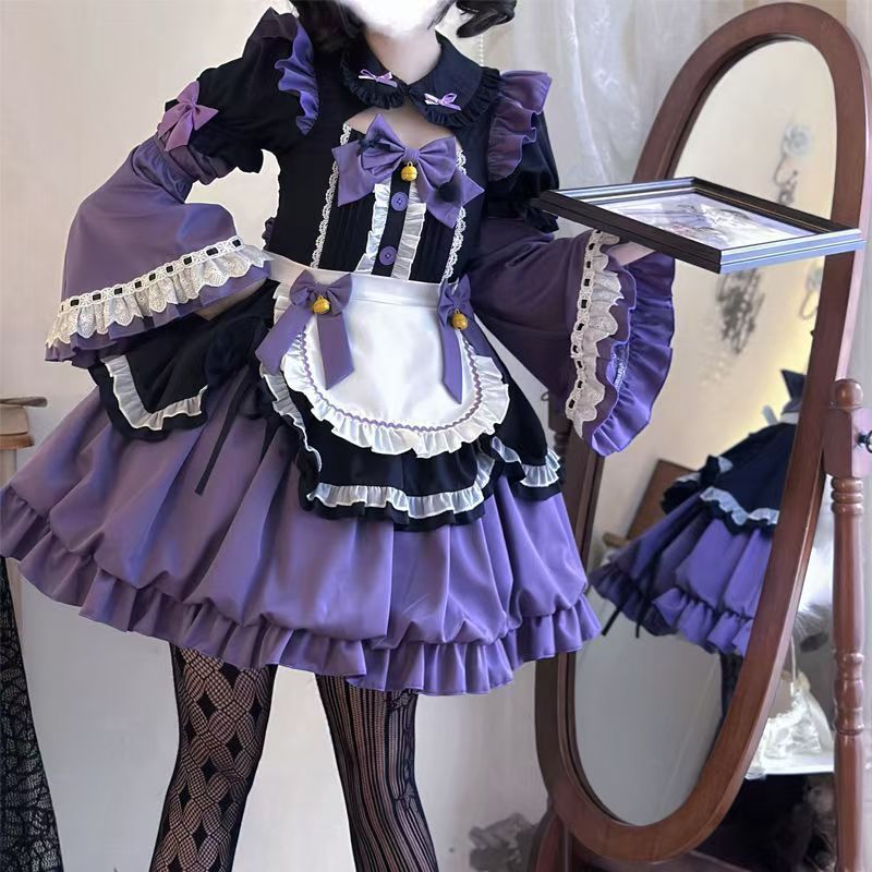 Oath Maid Purple Bubble Sleeve Sweet Lolita OP Dress Plus Size