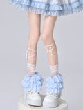 4 Colors Multi-Layer Lace Trim Tulle Leg Warmers with Strappy Design