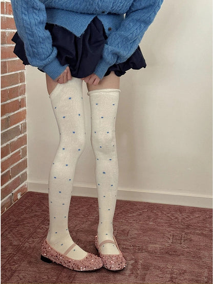 Polka Knit Stockings 5-Color Dot