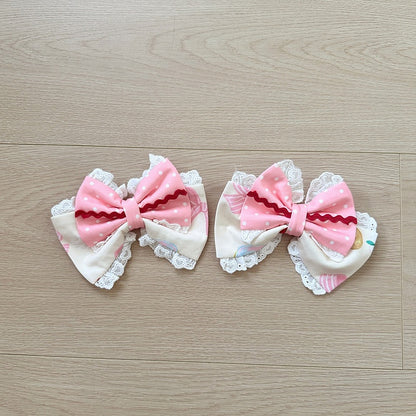 Creamy / White Pink Hairclip Yellow Bowknot