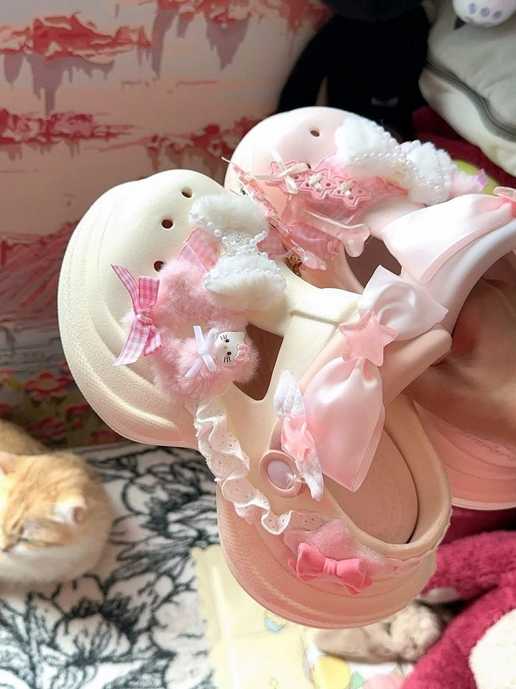 Star Bleige Details with Lolita Plush Pink Sweet Accents Crocs-style Clogs