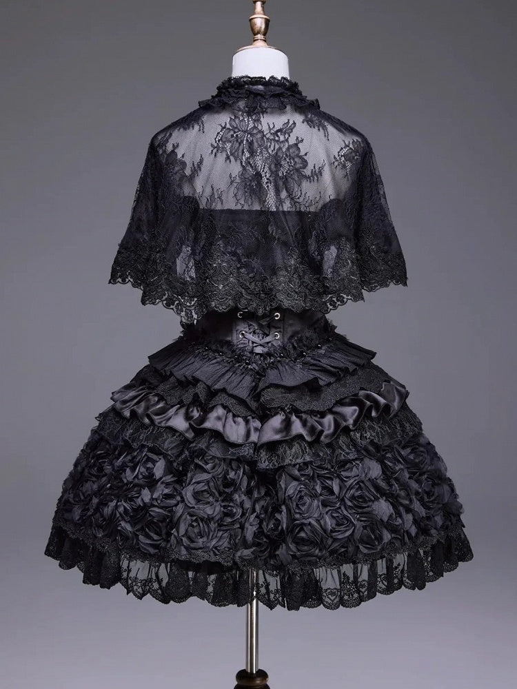 Black Lace Ruffled Cape - Airfreeing