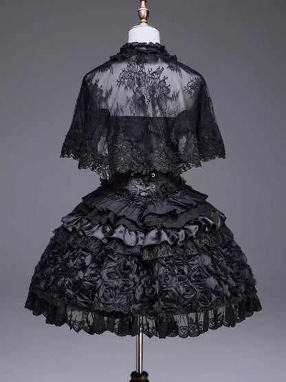 Black Lace Ruffled Cape - Airfreeing