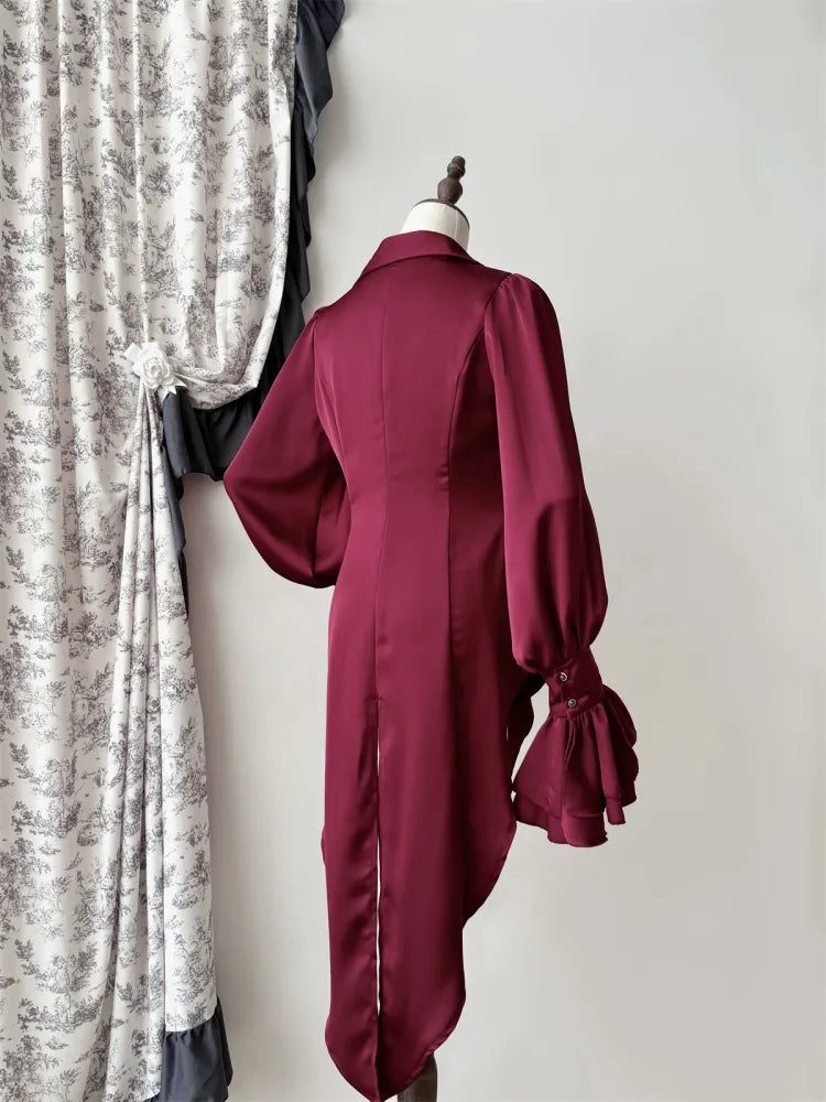 Red Gothic Lolita Swallow Tail Long Sleeves Shirt