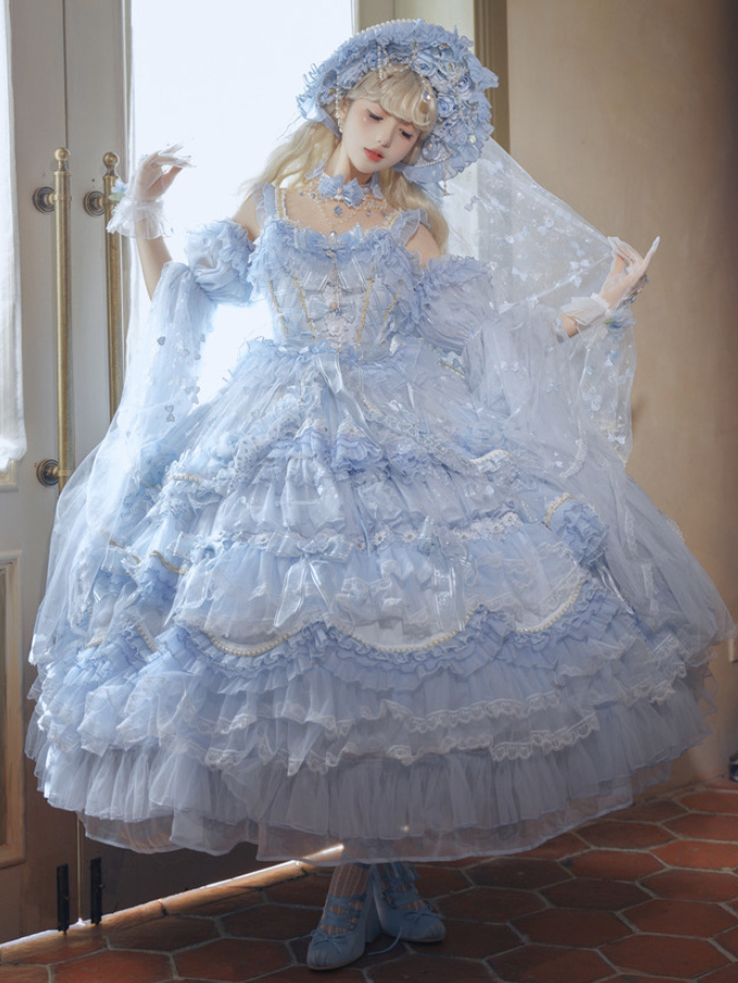 Dress Wedding Ankle Lolita Hanayome Sizes Hime Plus Blue Available Gorgeous Length