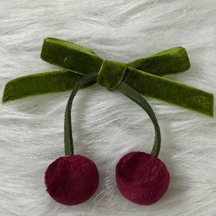 Color Cherry Bowknot Sweet Options Hairclip Lolita Velvet 2
