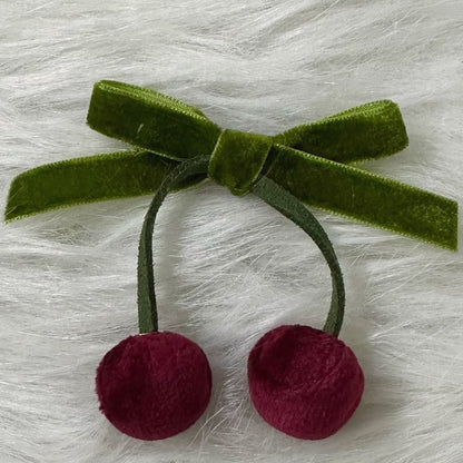 Color Cherry Bowknot Sweet Options Hairclip Lolita Velvet 2