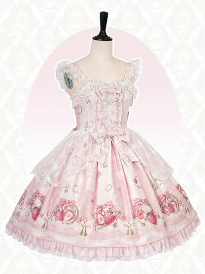 プリントスウィートスカート ストロベリーピンク ジャンパー ロリータ