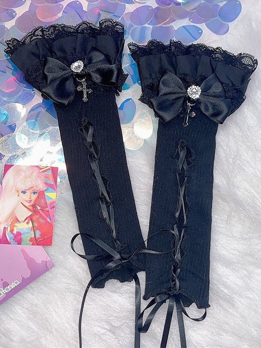 Kei Y2K ディテール クロス ブラック/ホワイト レースアップ チャーム ジライ スリーブ