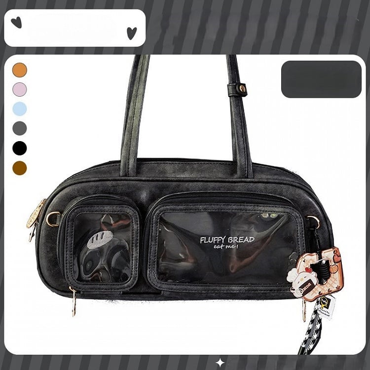 Display Window Shoulder Bag with Chocolate Dark Ita Bread-Inspired