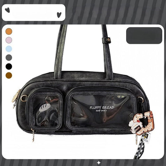 Display Window Shoulder Bag with Chocolate Dark Ita Bread-Inspired