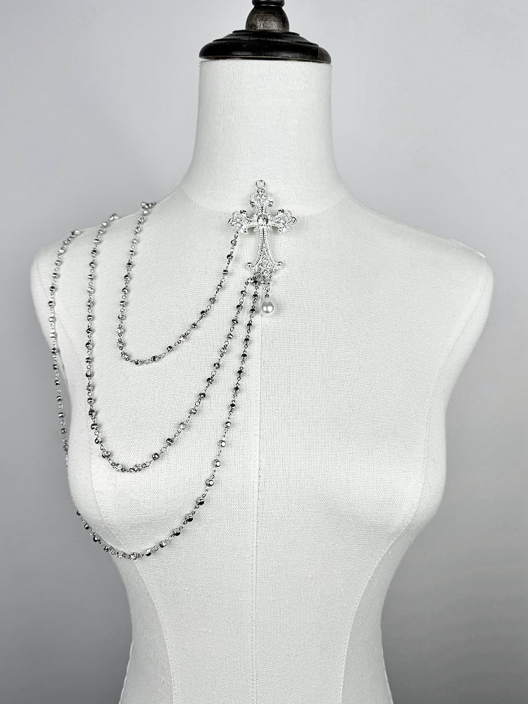 Lolita Chain Shoulder Cross Silver Gothic