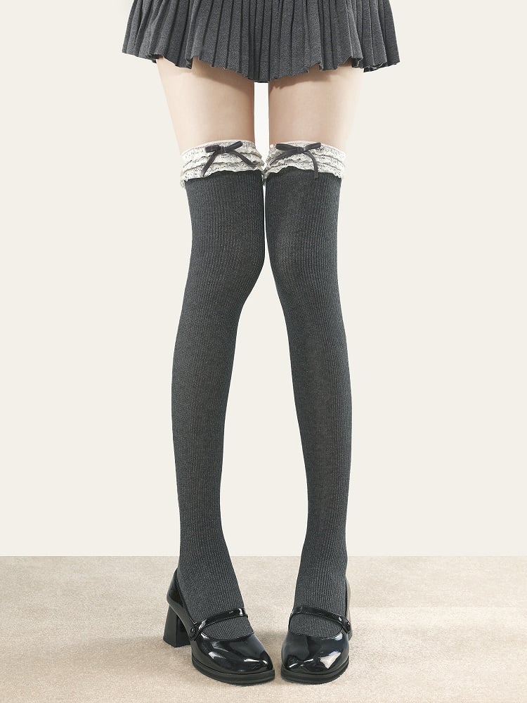 Bow Decoration Lolita 7 Lace-Trimmed Colors with Stockings
