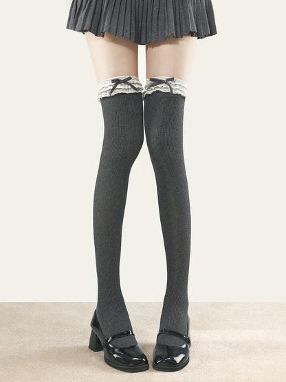 Bow Decoration Lolita 7 Lace-Trimmed Colors with Stockings