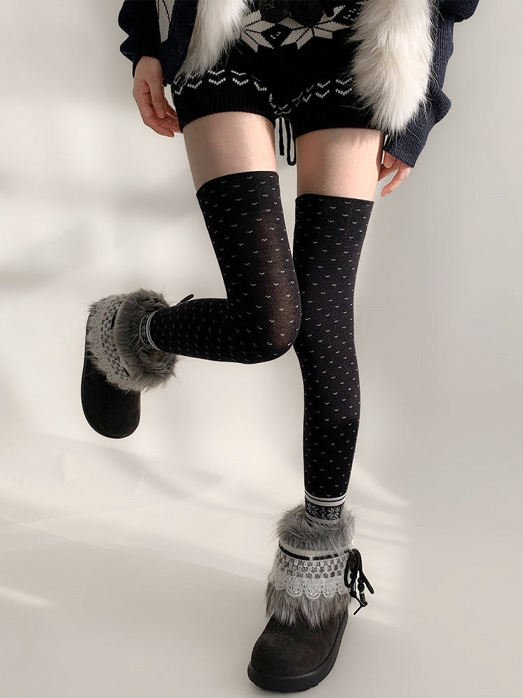 Heart Warm Over-the-Knee Pattern Stockings