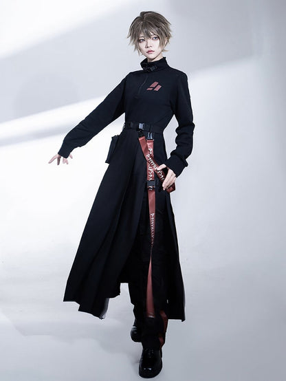 und schwarzer Taillen-Cargo-Träger-Taschenrock hoch mit Schlitz