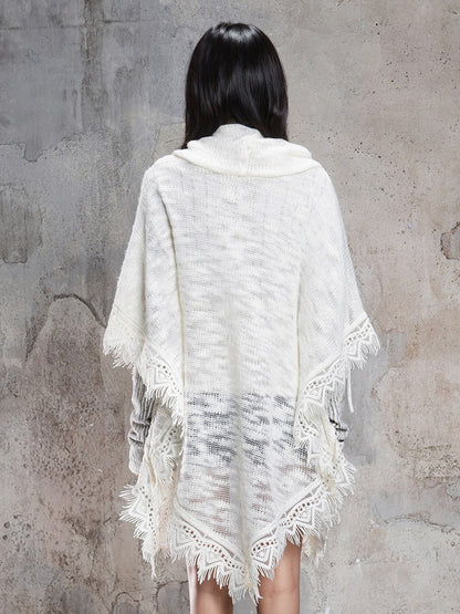 Cape Off-white Punk Asymmetrical with Vintage Cross Pattern