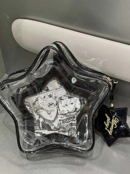 バッジ ブラック 星型 痛バッグ PU 取り外し可能 チャーム付きセット