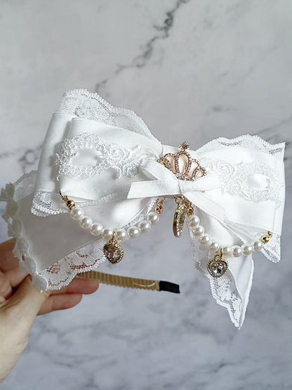 Color KC Lace Jirai 8 Decor with Bowknot Kei Crown Options Rhinestone