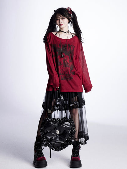 Tiered Mesh Skirt Trim Black Lace