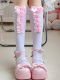 7 Trim Lace Options Details Socks White/Black Bowknot Calf