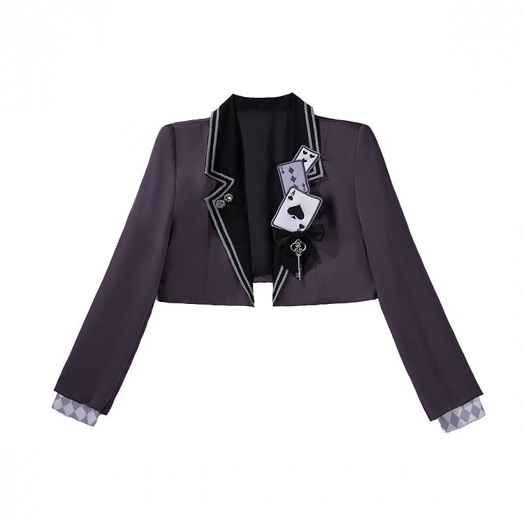 Purple Magician Gothic Lolita 3-Piece Set | Xiong Dou Jiang | Cropped Coat + Sleeveless Top + Bunny Print Skirt