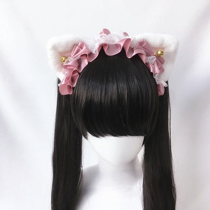 Cat Decorated Bell KC Lace Trim Ear Options 6