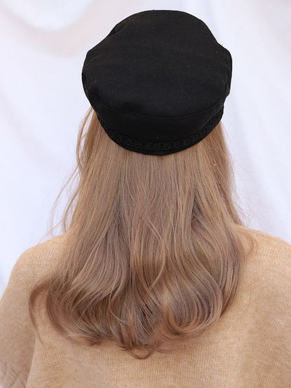 Badge Beret Military Chain Lolita Black