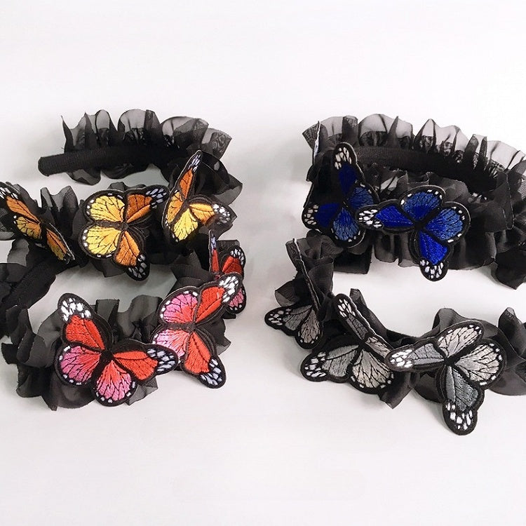 Butterfly Ruffled Embellished KC Black Gothic Gray/Blue/Red/Orange