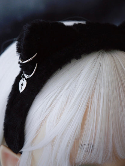 Charm Plaid Ear Red Heart Black Bowknot Details With And Pattern KC Cat