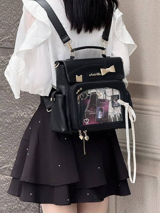 Black Bag And Window Transparent Ita 2-Way Decoration With Bow