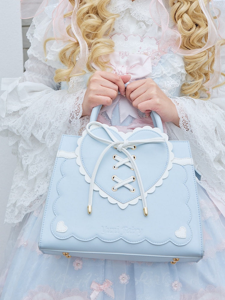 Lace-up Heart Bag with White Trim - Yuni Fairy
