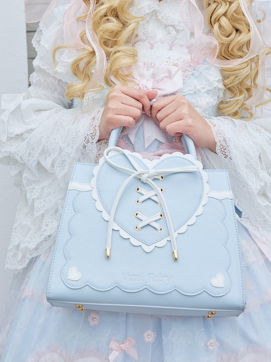Lace-up Heart Bag with White Trim - Yuni Fairy