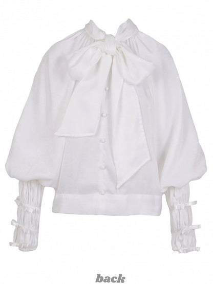 Spiderweb with Long Collar Gothic Embroidered Detachable High-Neck Sleeves Sailor Blouse Lolita White