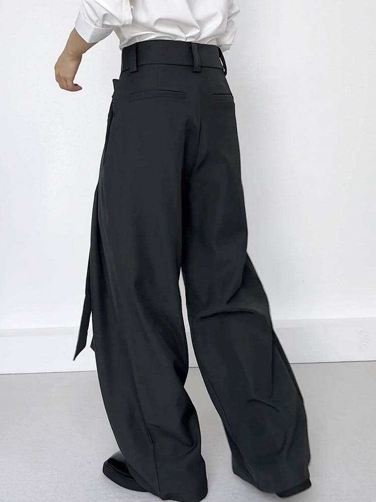 Fly Ouji Pants with Ribbons Two-Button Wide-Leg Lolita Side Green Dark