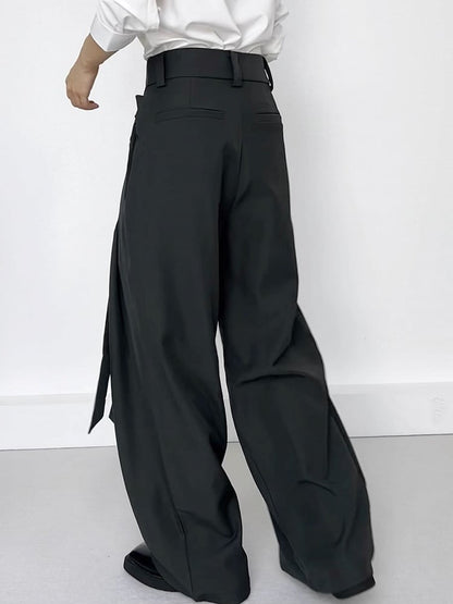 Fly Ouji Pants with Ribbons Two-Button Wide-Leg Lolita Side Green Dark