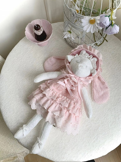 Pink Rosette and Bowknot Dress + Bunny Ears Hat
