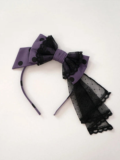 / Pink Lolita Polka Dot Bowknot KC Purple Red