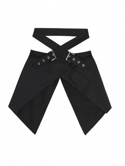 Black Buckle-Strap Mini Skirt