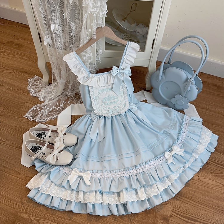 Cake Teddy und Lolita Stickerei Kleid Mieder Sweet Blue