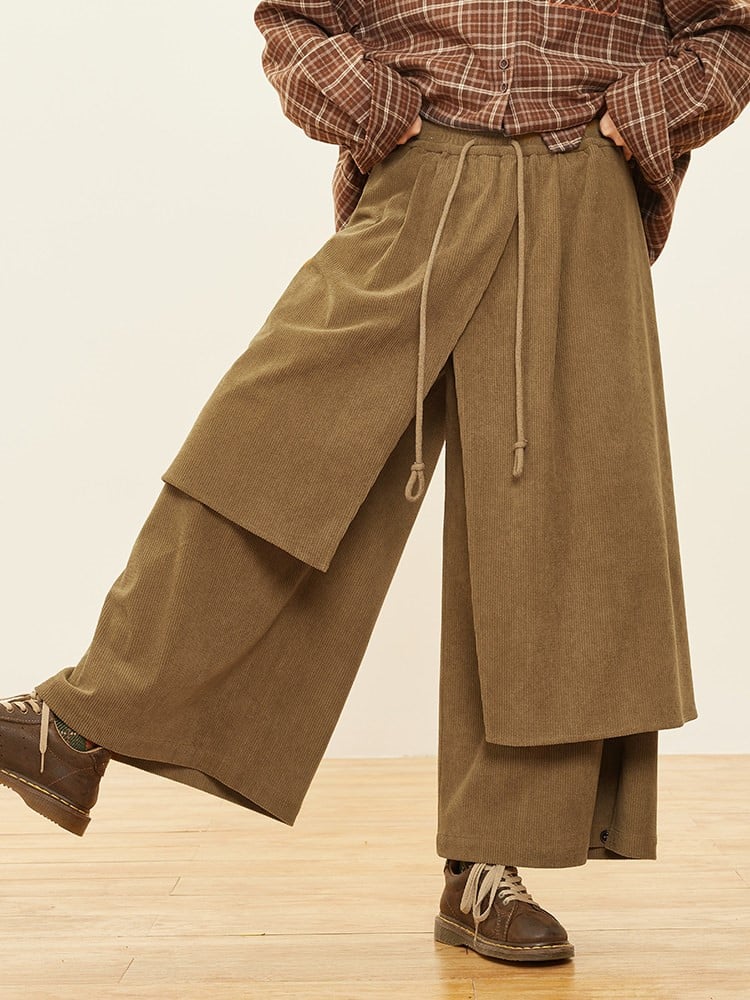 Asymmetrical Cut Pants 3 Wide-leg Design Colors