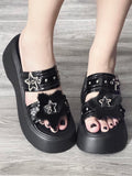 Hausschuhe Star Schwarz – Plateau Schnallen Alt-Goth