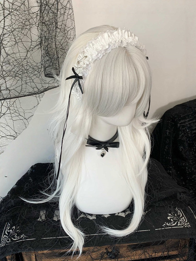 Lace Details Ruffled Options Bow Color 4 Lolita with Ribbon Hairband Pin