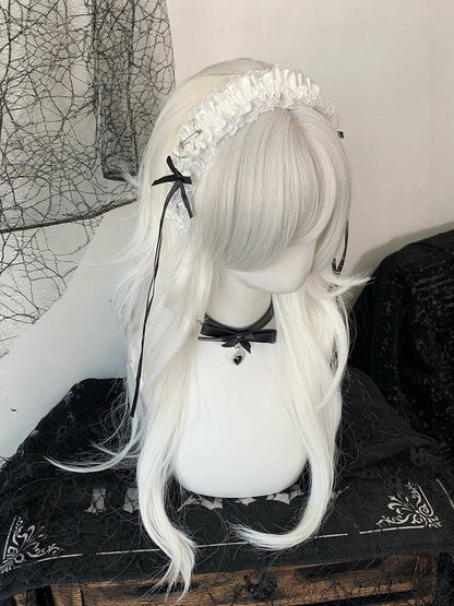 Lace Details Ruffled Options Bow Color 4 Lolita with Ribbon Hairband Pin