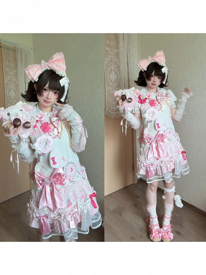 Polka Dot Bow Headpiece in Pink and Black - sedef