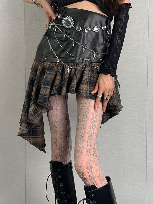 Cut-out Y2K Tights Design Gray