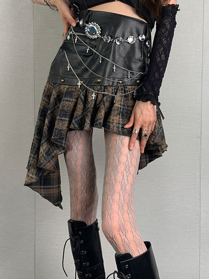 Cut-out Y2K Tights Design Gray