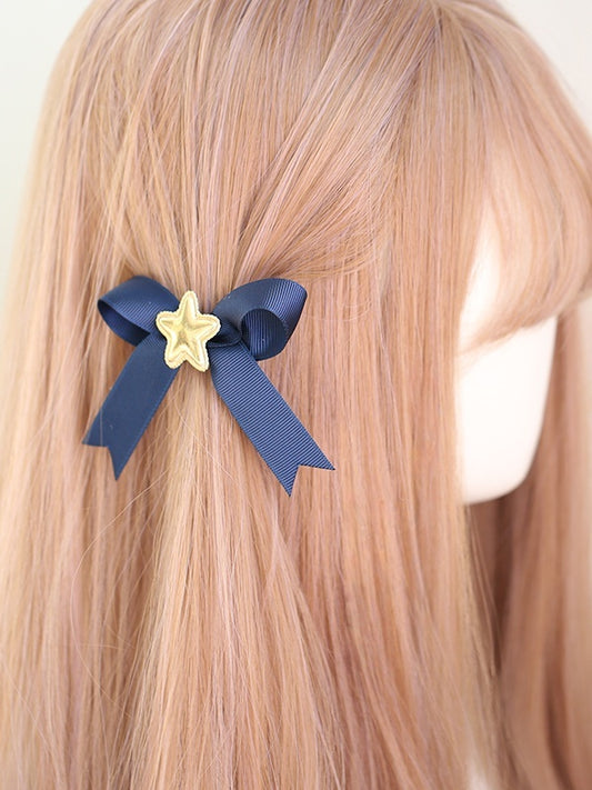 Bowknot Star with Lolita Golden Available Blue Decorations Two Cute Hairclips Options Dark
